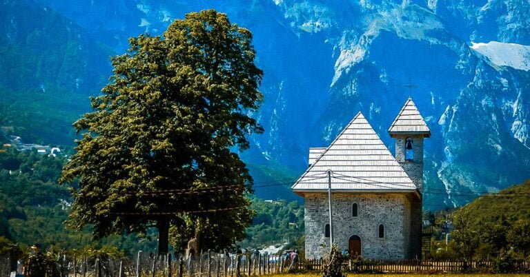 A small church Bloodfed Tower Theth, Northern Albania