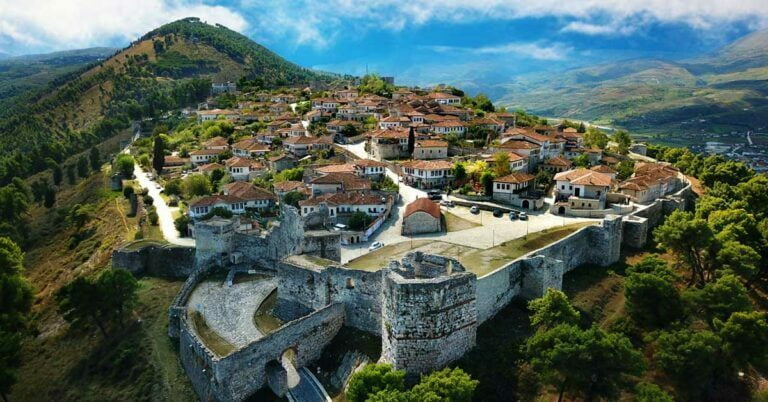 An riel view of the city of berat in albania