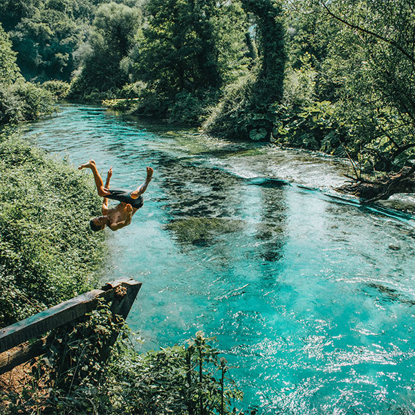 The Blue Eye Spring, a natural spring near Sarandë, Albania, with crystal clear water