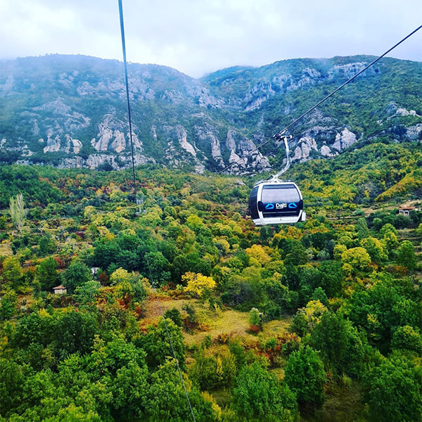 A cable car ride over the mountain of Dajti in Albania.