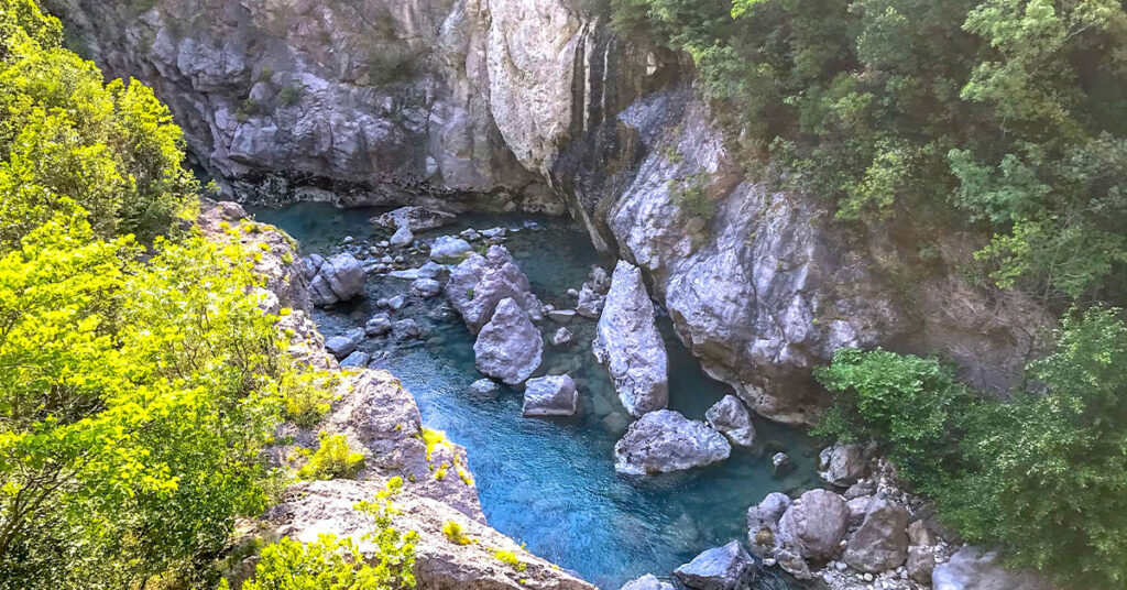 beautiful Erzen river with crystal clear water in Albania.