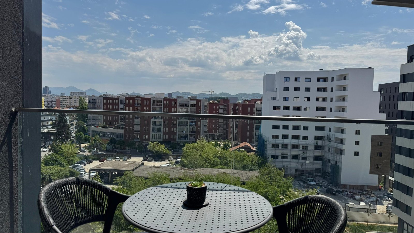 Private outdoor balcony at Tokyo Apartment in Tirana