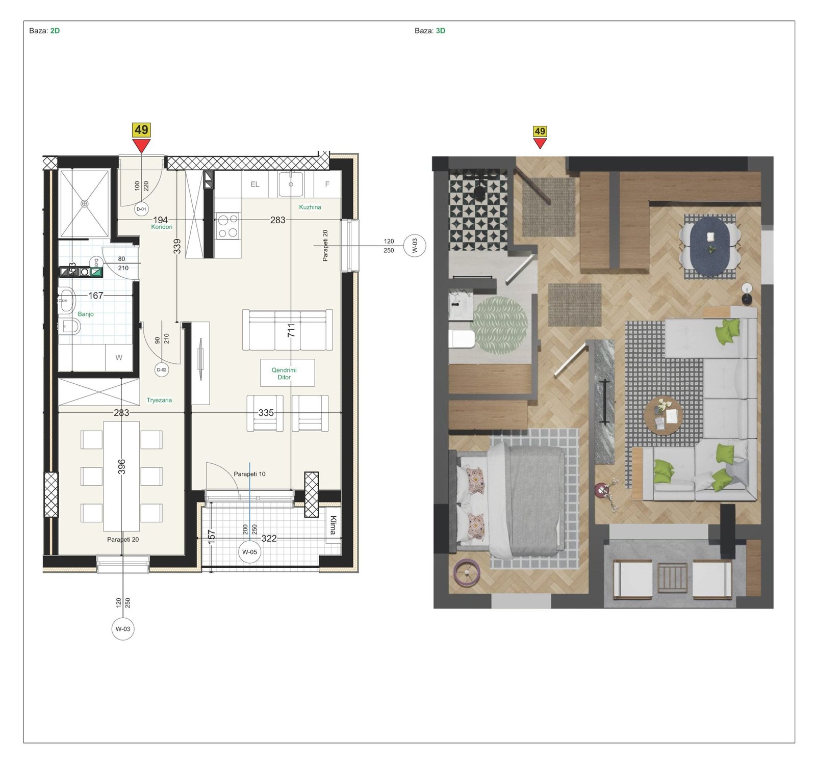 Residential apartment floor plan in Prishtina, Kosovo