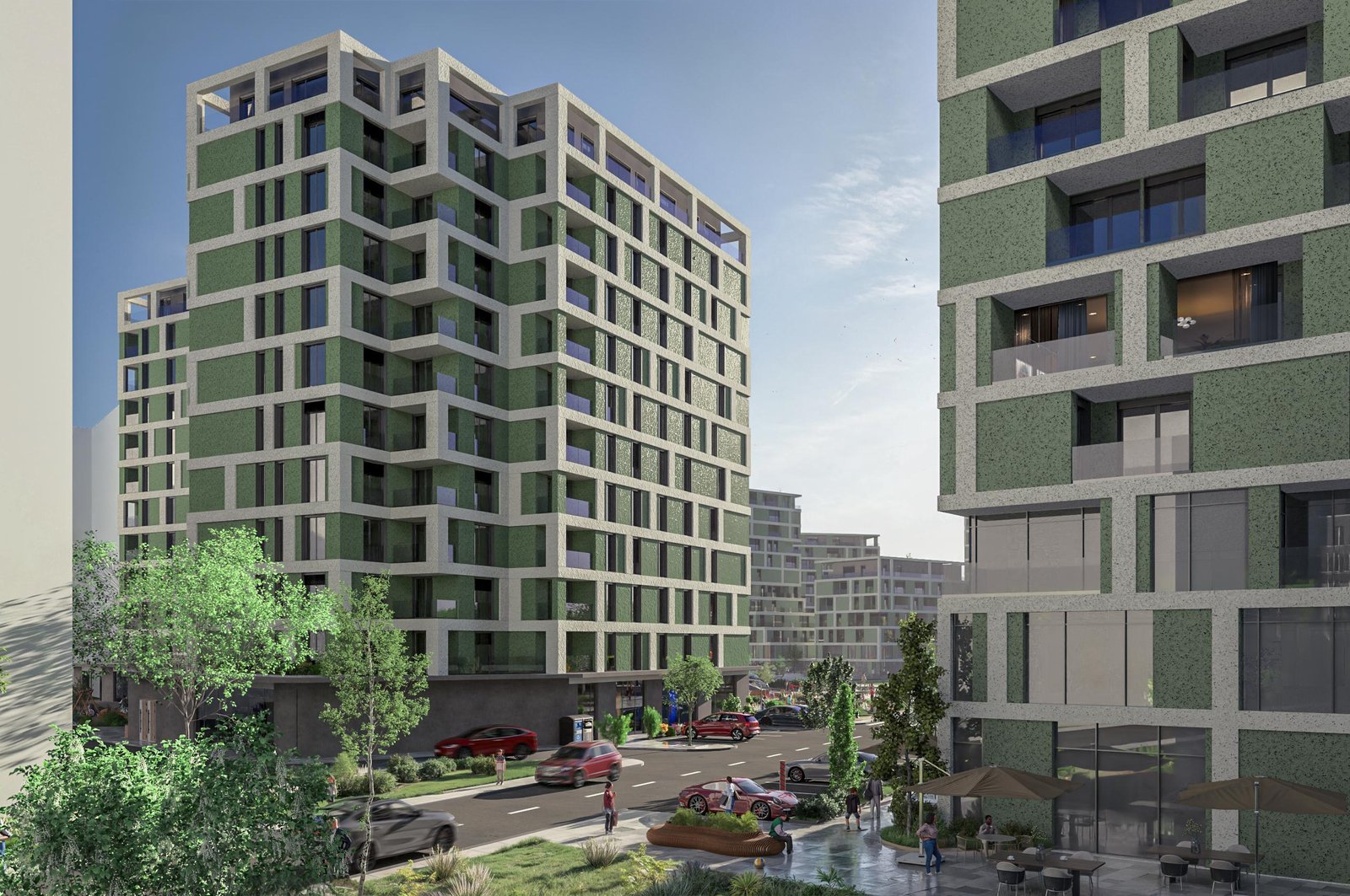 Prishtina Green Residence building facade in Kosovo