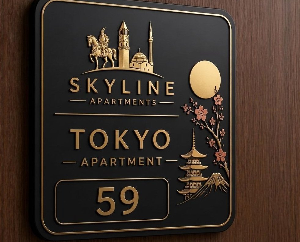 Tokyo Apartment sign in Tirana